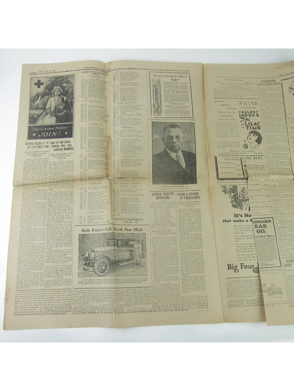 The Ansonian Newspaper Ansonia Darke County Ohio Thursday Nov 1928 Antique RARE